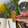 Koko's Puff Travel Girl Sticker (Curry Green)